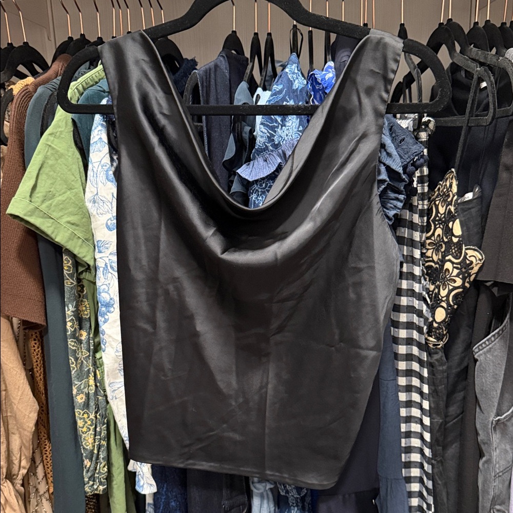 Abercrombie & Fitch Black Satin Cowl Tank